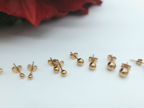 Kugel Edelstahl Ohrstecker rosegoldfarben